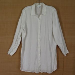 Love Linen J. Jill White Tunic Shirt Long Sleeve L